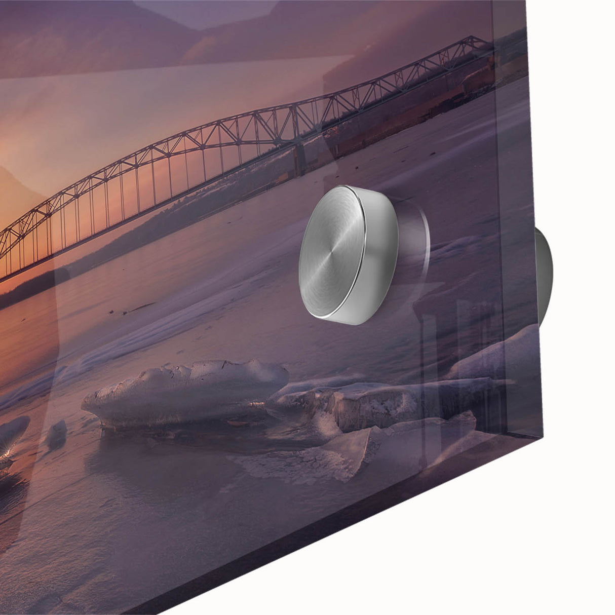 Large abstract wall art depicting the Mississippi scenery in mid-century modernist style on acrylic glass.