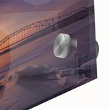 Large abstract wall art depicting the Mississippi scenery in mid-century modernist style on acrylic glass.