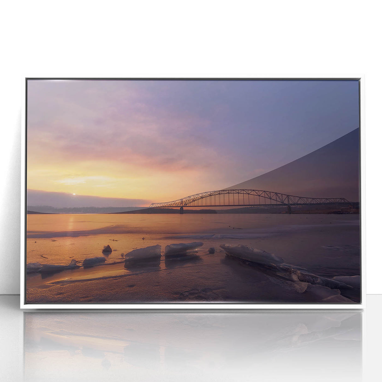 Art deco poster featuring the Mississippi landscape in pastel shades on a framed acrylic, ideal for nursery wall art.