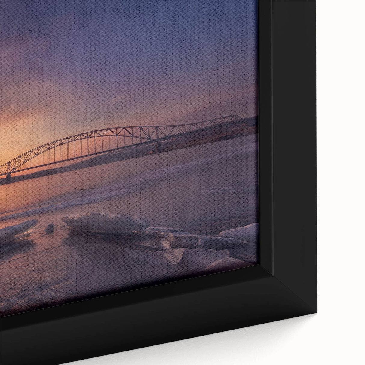 Extra large framed canvas featuring a textured Mississippi scenery in black with colorful art accents.