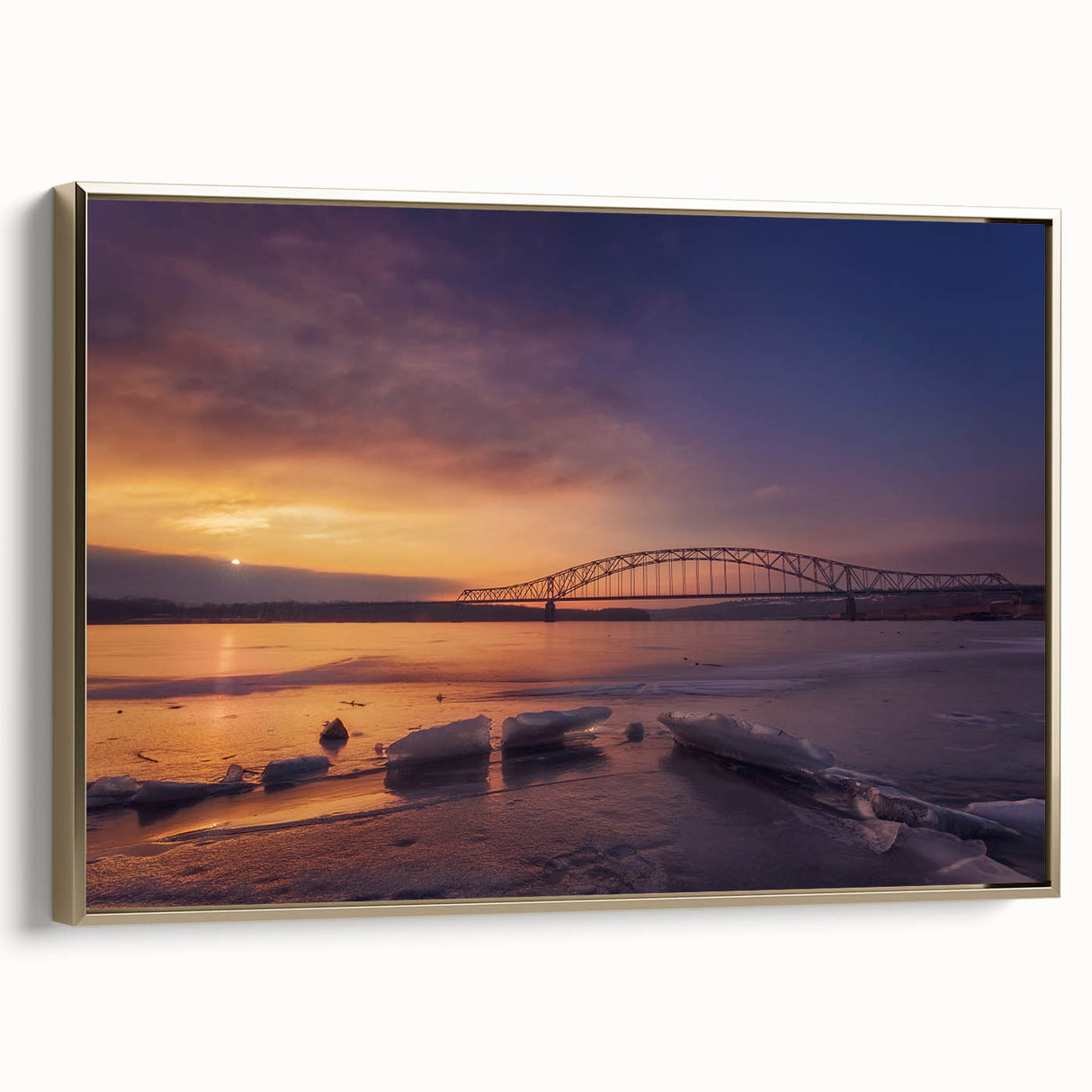 Extra large framed canvas featuring abstract Mississippi scenery in colorful, textured art prints.