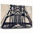 Acrylic print of St. Louis skyline in muted blue and gray tones, ideal for dining room decor.
