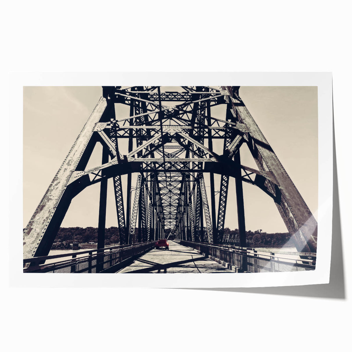 Extra large rolled print of St. Louis scenery with pastel floral designs, suited for art wall dining room or classy bathroom.