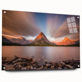Large abstract wall art depicting Montana scenery in muted earth tones on acrylic glass.