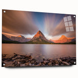 Large abstract wall art depicting Montana scenery in muted earth tones on acrylic glass.