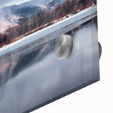 Large abstract depiction of Nebraska scenery in muted earth tones on an acrylic glass.