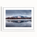 Abstract art print of Nebraska scenery in muted earth tones, framed with a white mat, suitable for dining room or bedroom.