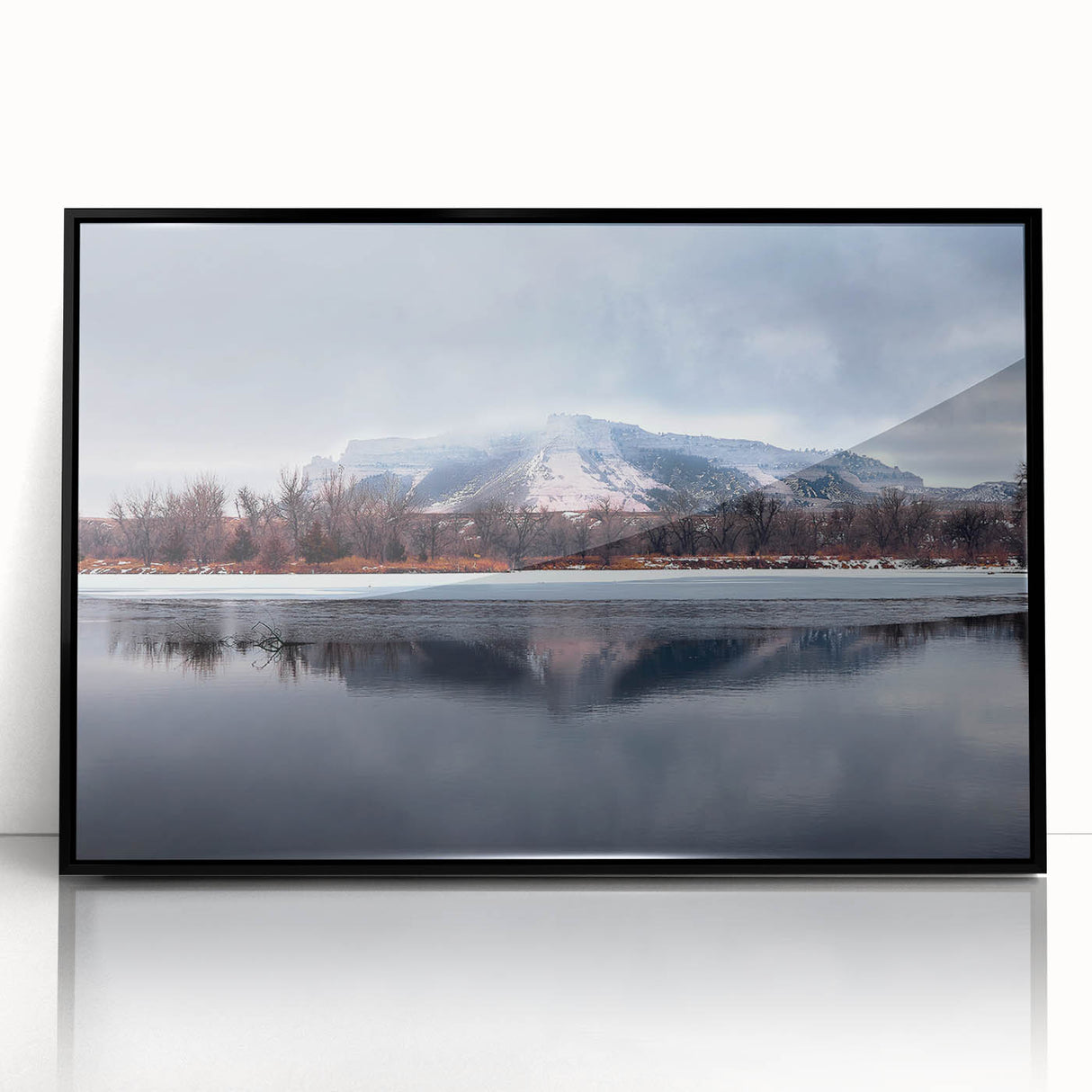 Large abstract wall art depicting Nebraska scenery in muted earth tones on a framed acrylic.