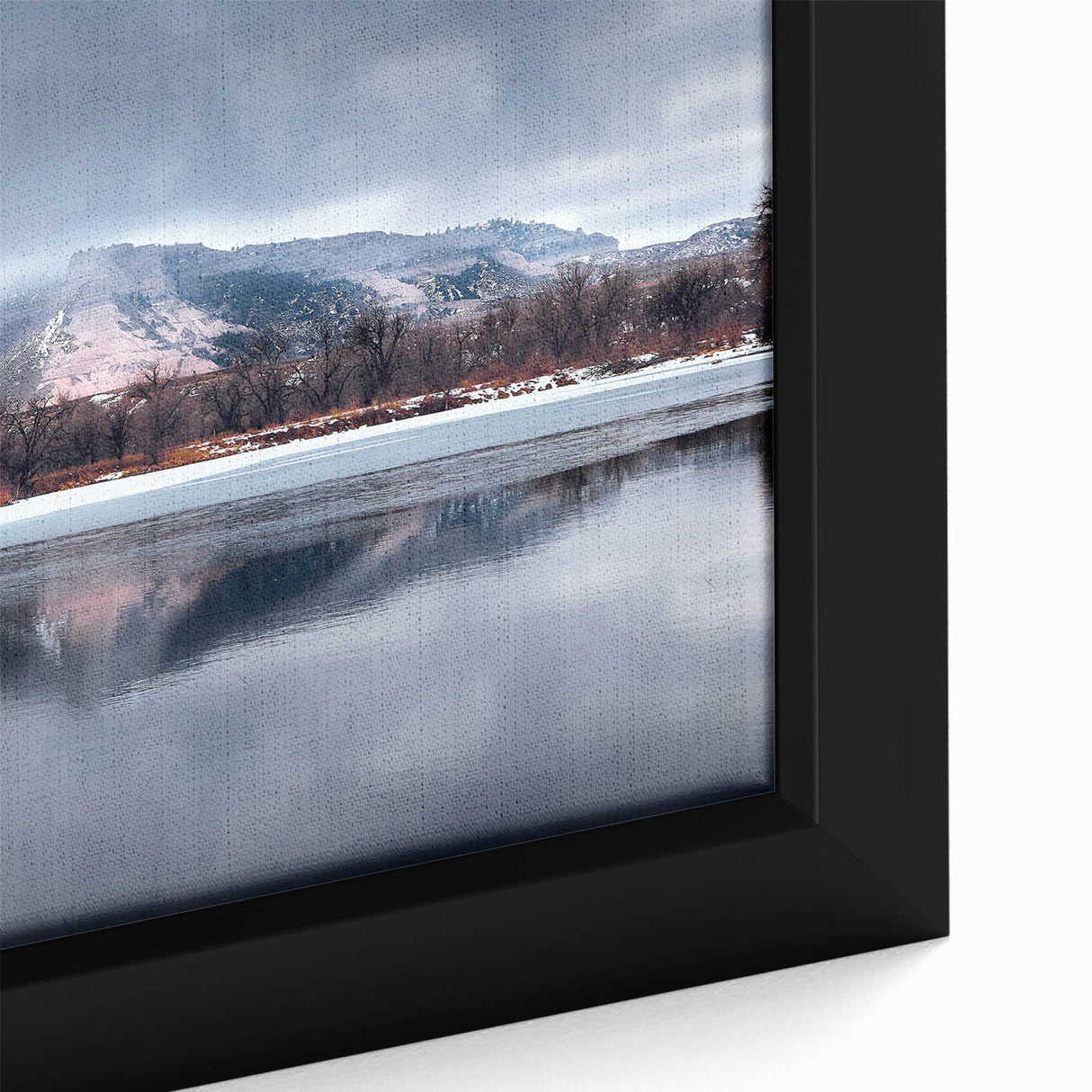 Extra large black wall art depicting a textured Nebraska scenery on a framed canvas, featuring colorful accents.