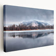 Large landscape of Nebraska scenery on stretched canvas, featuring earthy green and blue tones, ideal for kitchen wall art.