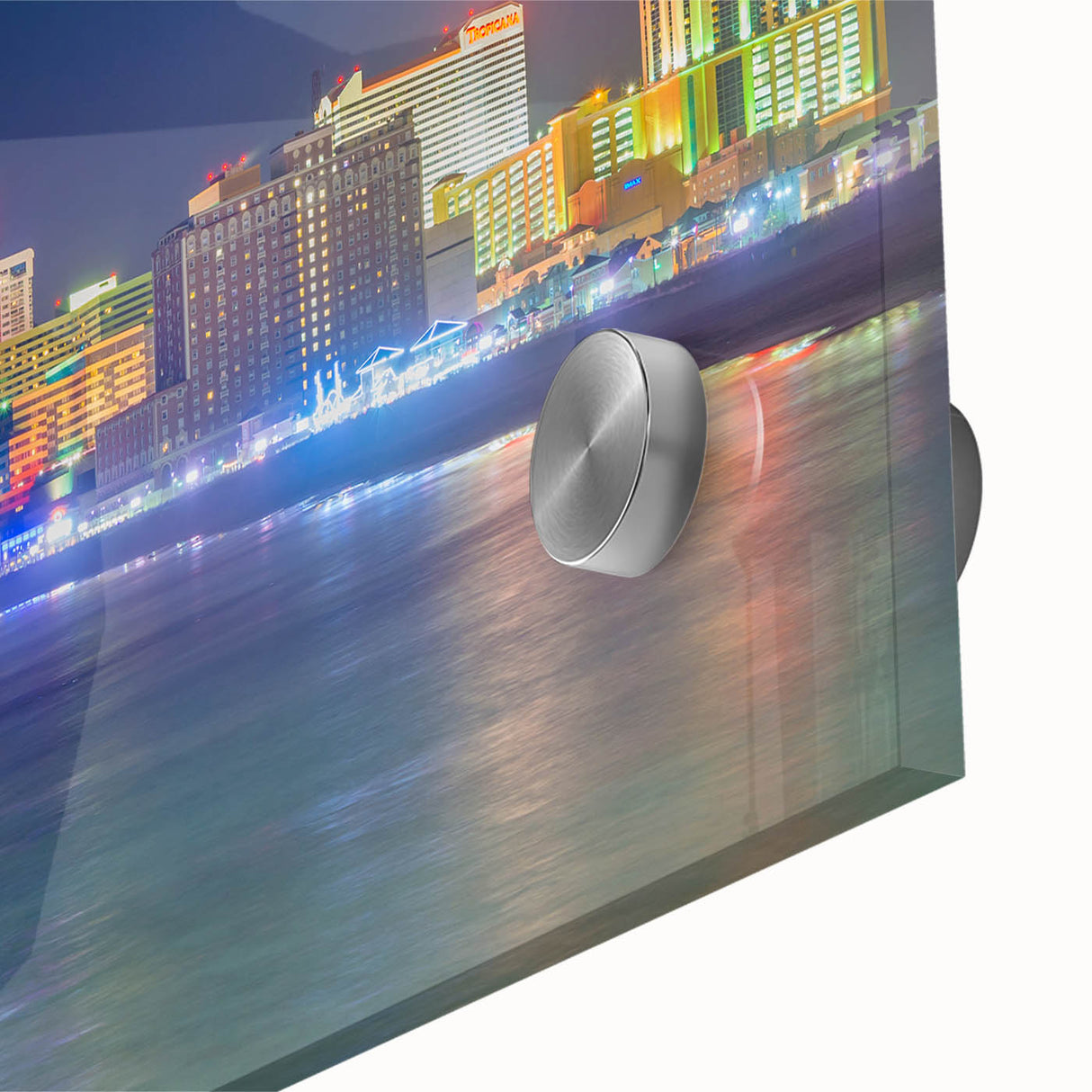 Large abstract wall art of New Jersey scenery in muted earth tones on acrylic glass, ideal for dining room decor.