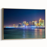 Framed canvas featuring a vintage-style New Jersey landscape in black and gold tones, ideal for bedroom wall art.