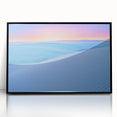 Large abstract wall art depicting the White Sands in New Mexico, with muted beige and white tones on framed acrylic.