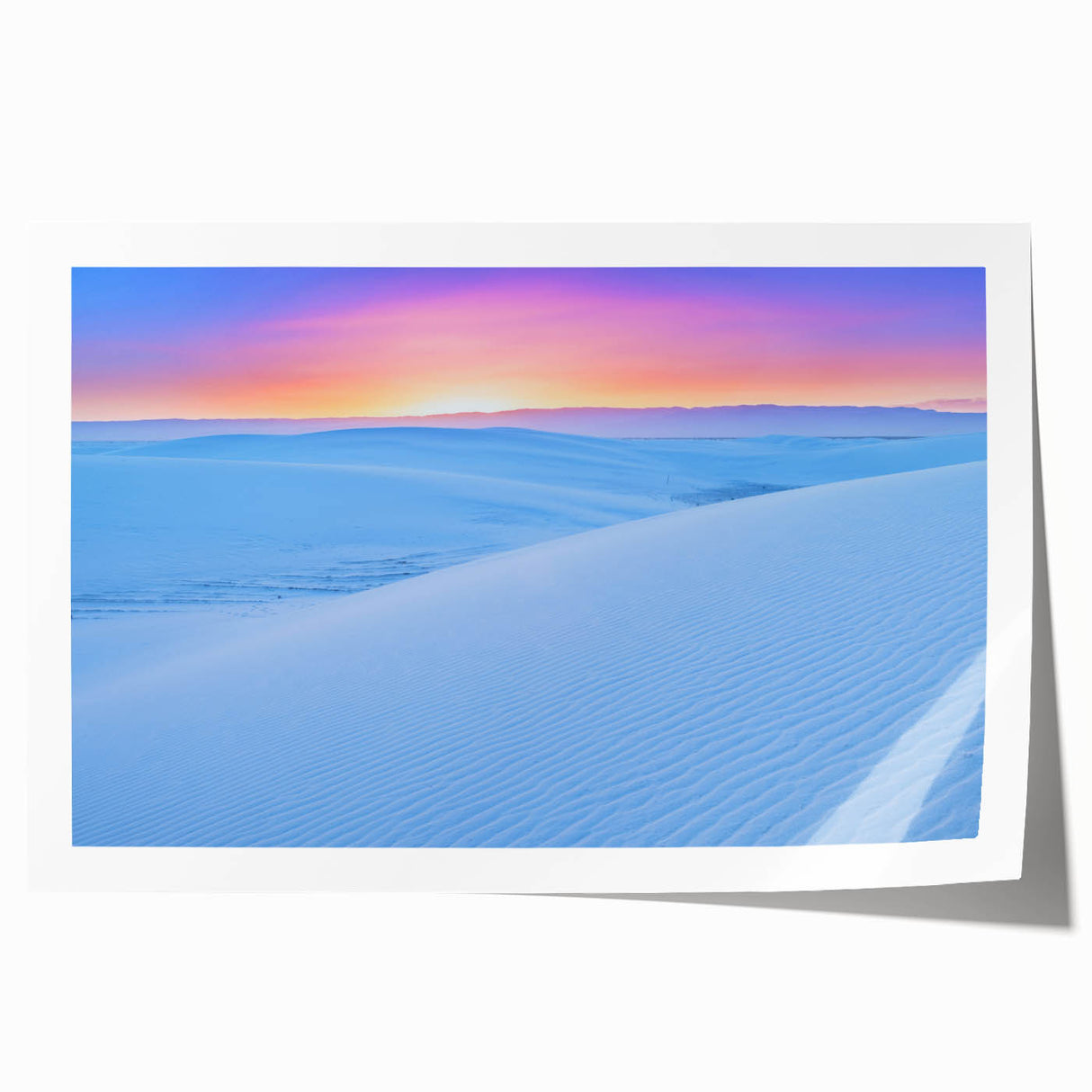 White Sands, New Mexico landscape on extra large rolled canvas, featuring soft pastel colors, ideal for art wall dining room.