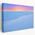 White Sands, New Mexico landscape on large stretched canvas with soft blue and white tones, ideal for kitchen wall art.