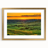 Extra large abstract art print featuring textured scenery of North Dakota in muted earth tones on a framed canvas.