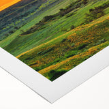 Art deco poster of North Dakota scenery in muted earth tones on rolled canvas, suitable for dining room decor.