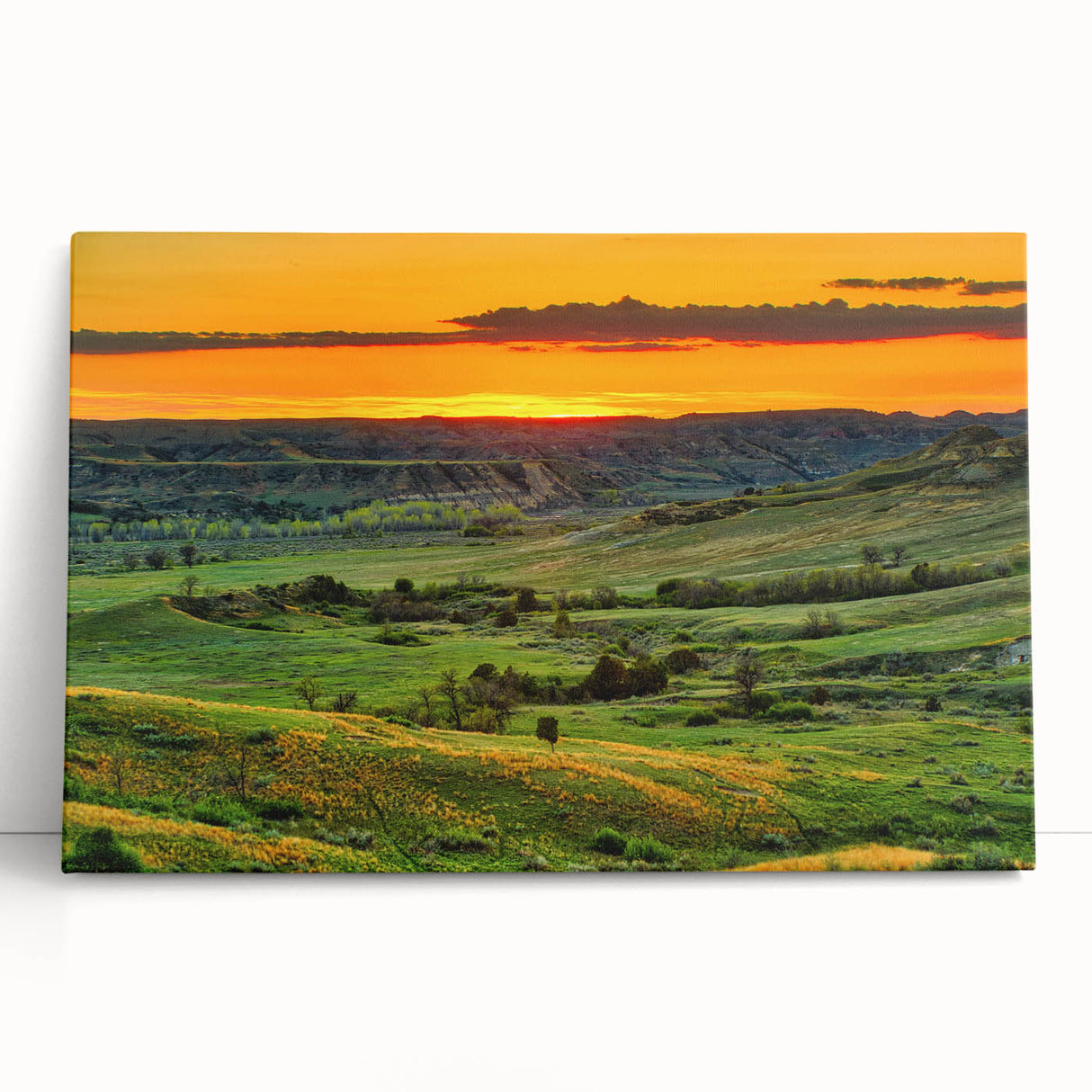 Black and white photograph of North Dakota scenery on stretched canvas, ideal for kitchen wall art or bedroom ambiance.