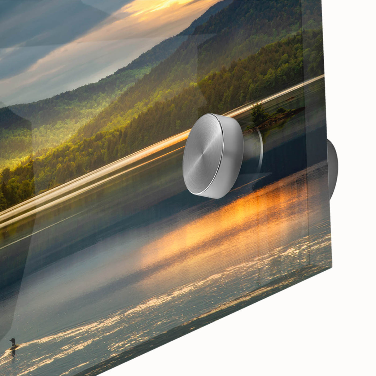 Large abstract wall art of Adirondacks scenery in muted earth tones on acrylic glass, suitable for dining room ambiance.