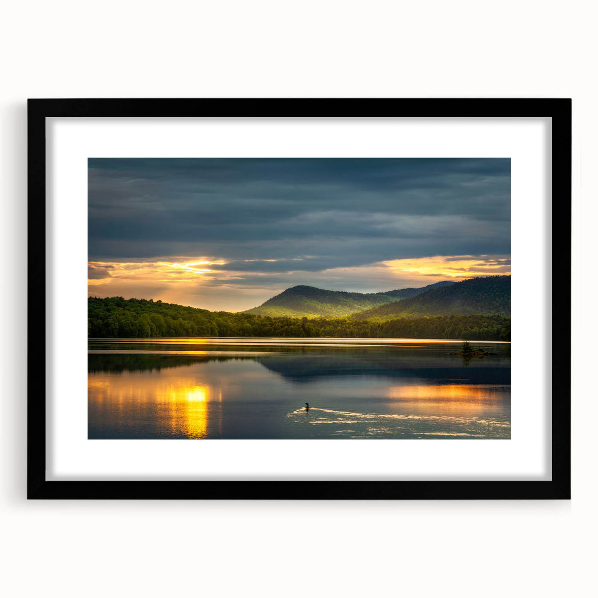 Extra large, textured abstract art print of colorful Adirondack scenery on a framed canvas, ideal for living room decor.