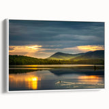 Vintage poster art of Adirondacks with colorful landscape on extra large framed canvas, ideal for living room decor.
