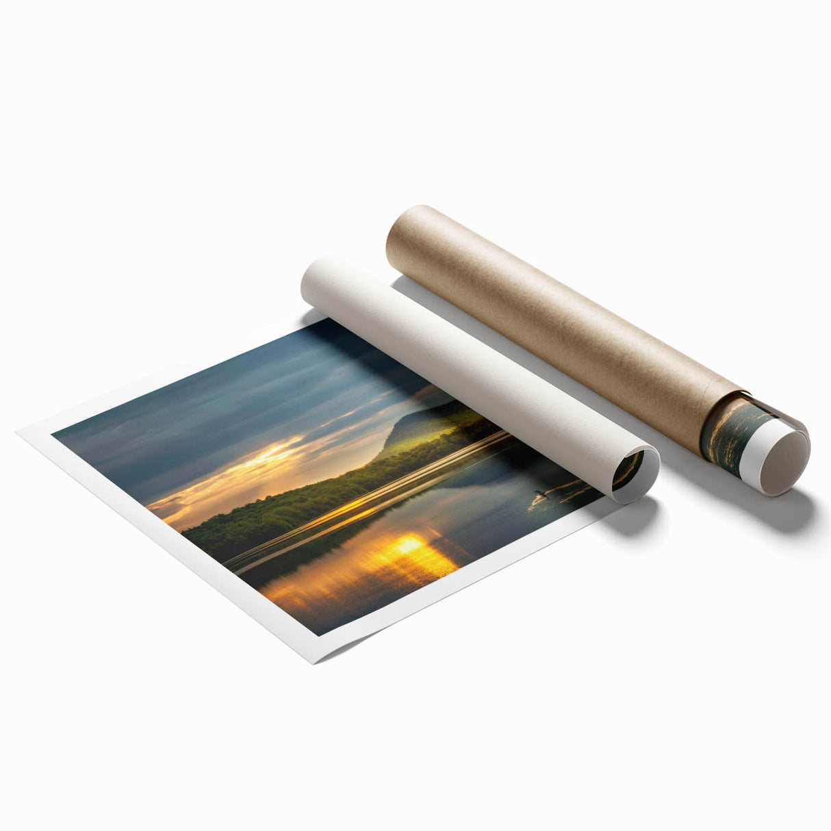 Extra large rolled canvas print of Adirondacks scenery with soft pastel colors, ideal for classy bathroom wall art.