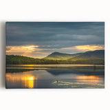Black and white photo of Adirondack scenery on stretched canvas, ideal for kitchen wall art.