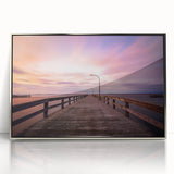 Mid-century modernist art of Long Island scenery with muted colors on a framed acrylic, ideal for nursery wall art.