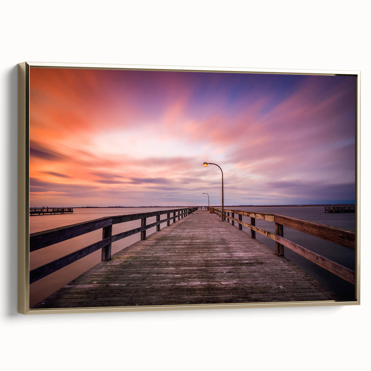 Framed canvas of a vintage Long Island landscape in muted gold and black tones, ideal for bedroom wall art.