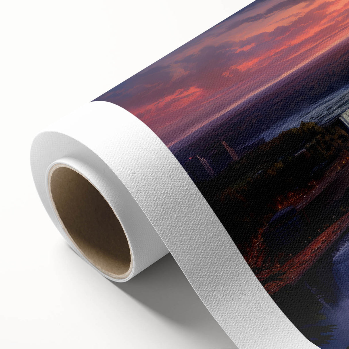 Art Deco style poster of Niagara Falls in muted blue and gray tones on rolled canvas, ideal for nursery wall art.