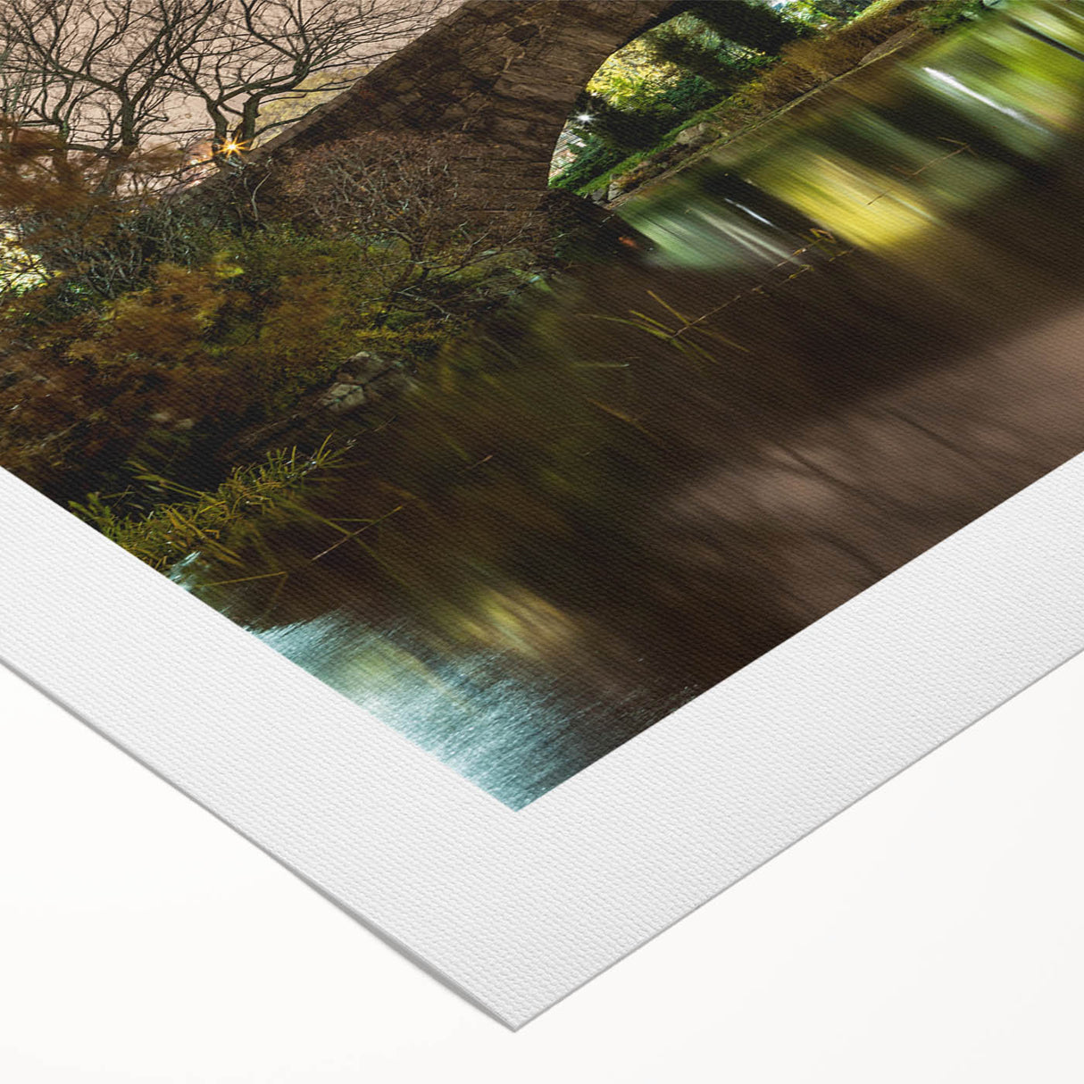 Art deco poster of Central Park with muted green and beige tones on rolled canvas, ideal for dining room wall art.