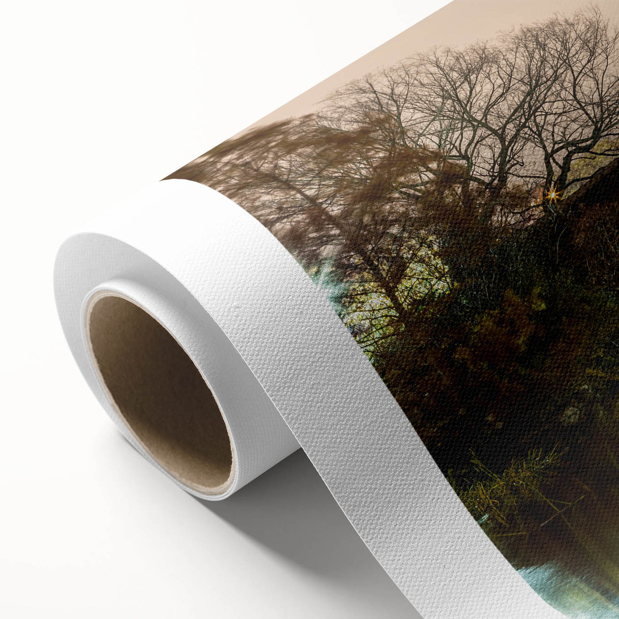 Art deco poster of Central Park with muted green and beige tones on rolled canvas, ideal for nursery wall art.