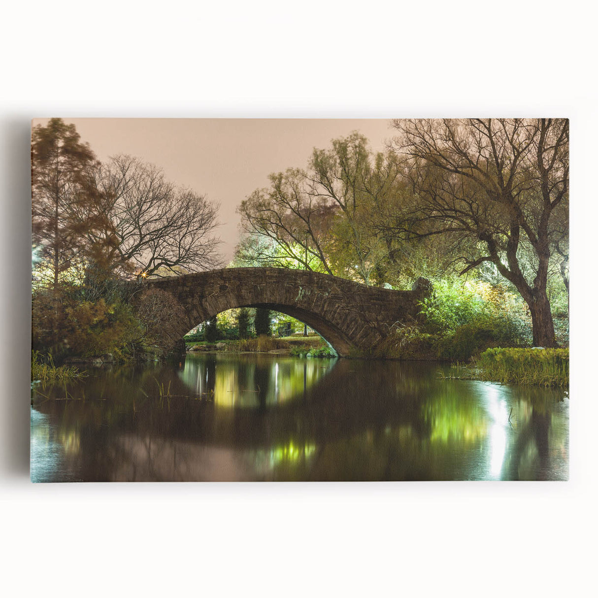 Black and white photo of Central Park on stretched canvas, ideal for kitchen wall art or bedroom ambiance.