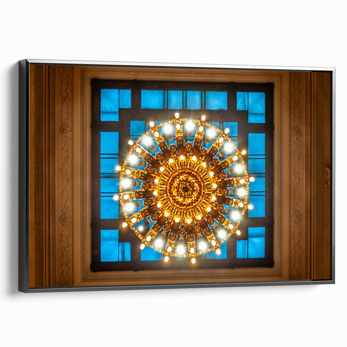Black and white framed canvas of Grand Central Station, vintage poster art style, ideal for bedroom wall decor.