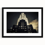 Abstract art print of NYC skyline in vibrant colors on a large textured canvas, ideal for living room decor.