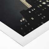 Art Deco poster of New York City skyline in monochrome shades on rolled canvas, suitable for dining room wall art.
