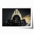 Extra large rolled print of New York City skyline at dusk in muted gray and blue tones, ideal for dining room wall art.