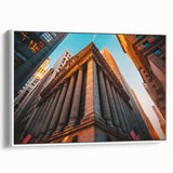 Extra large framed canvas of vintage poster art featuring a colorful New York City scene, ideal for living room decor.