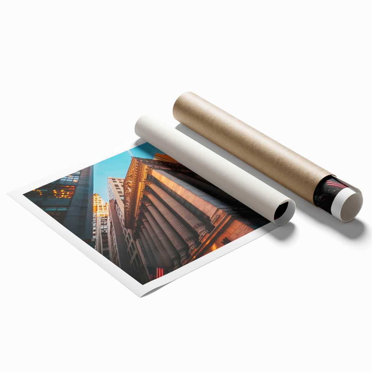 Extra large rolled print of New York City skyline in muted gray tones, ideal for classy bathroom wall art.