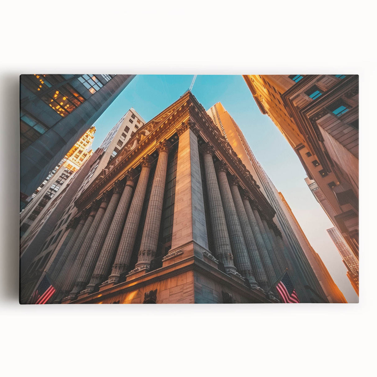 Black and white large art print of NYC skyline on stretched canvas, suitable for kitchen wall art.