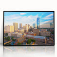 Large abstract wall art featuring a colorful Oklahoma scenery on a black framed acrylic, suitable for modern art wall decor.