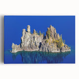 Black and white wall art of Crater Lake, Oregon on stretched canvas, suitable for kitchen art.