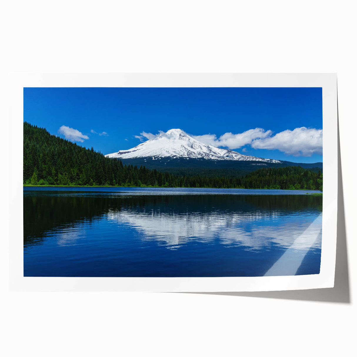 Rolled print of Mount Hood in Oregon with pastel pink and blue sky, ideal for art wall dining room.