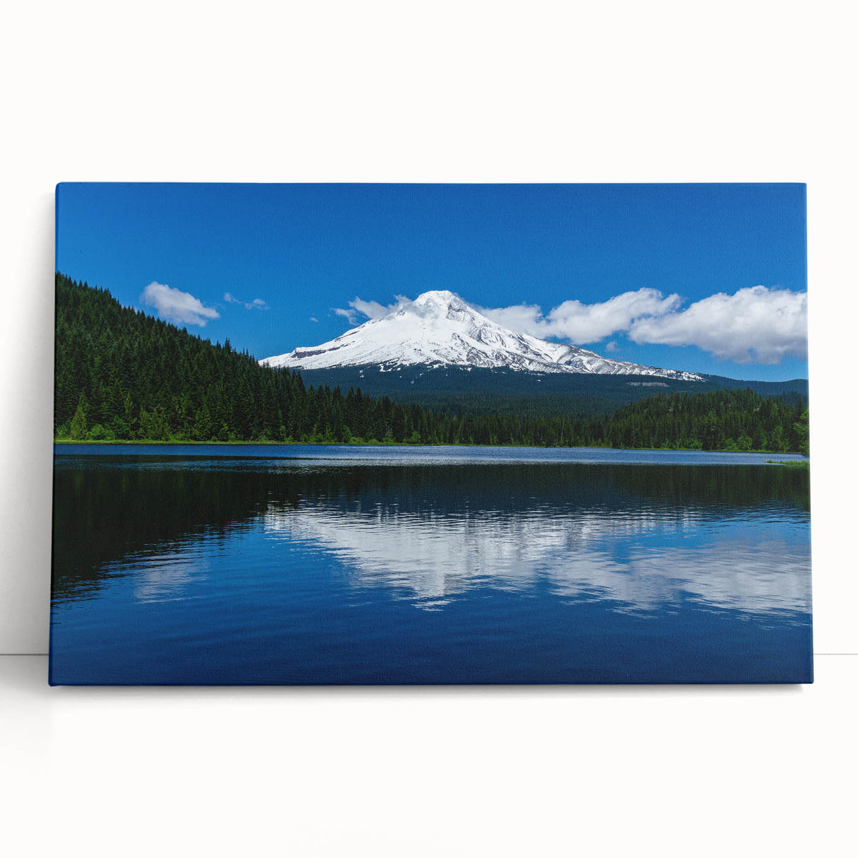 Black and white image of Mount Hood, Oregon on a large stretched canvas, ideal for kitchen wall art.