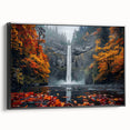 Black and white framed canvas of Multnomah Falls in Oregon, ideal for bedroom landscape art.