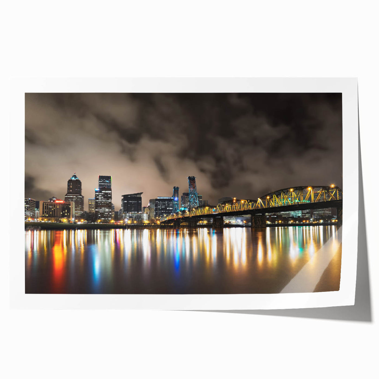 Extra large rolled print of Portland, Oregon scenery with vibrant greens and floral designs, ideal for art wall dining room.
