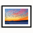 Extra large, textured abstract art print depicting vibrant, colorful scenery, framed in black, ideal for living room decor.