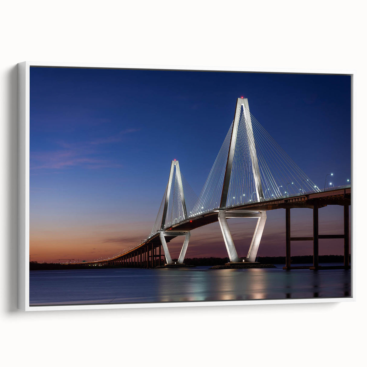 Vintage poster art of Charleston, South Carolina in vibrant colors on a large framed canvas, ideal for living room decor.