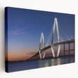 Side view of a stretched canvas featuring a Charleston, South Carolina scenery in soft pastel colors.