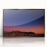 Large art print of South Dakota Badlands in gold frame, mid-century modernist style, suited for modern art wall decor.